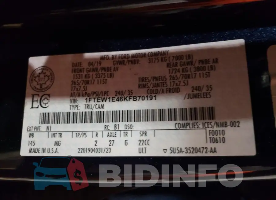 1FTEW1E46KFB70191 Photo# 12