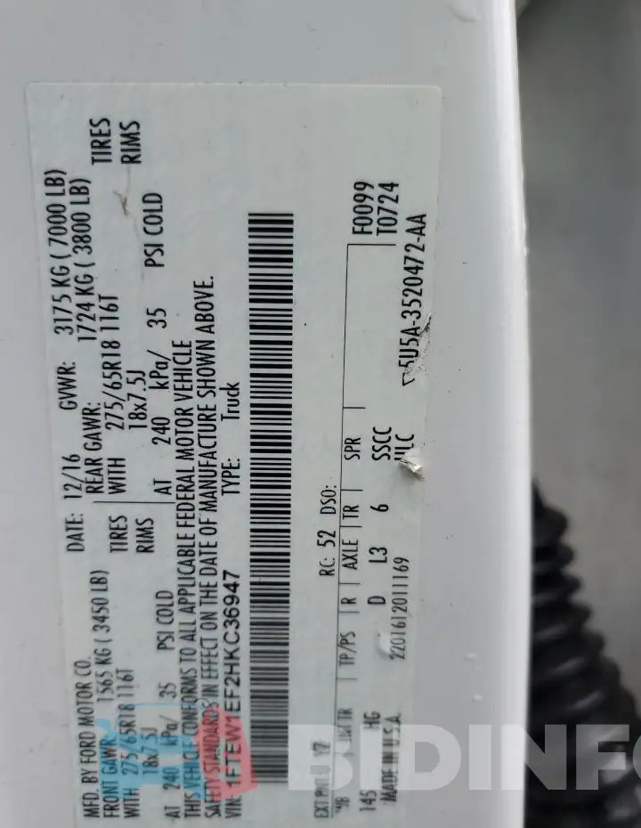 1FTEW1EF2HKC36947 Photo# 12