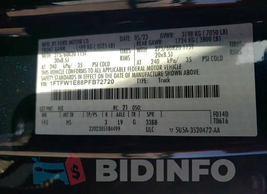 1FTFW1E88PFB72720 Photo# 12