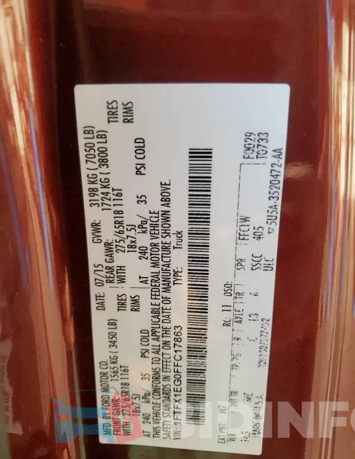 1FTFX1EG0FFC17863 Photo# 12