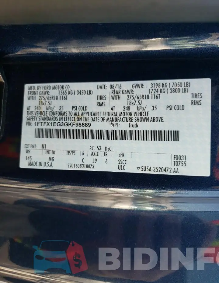1FTFX1EG3GKF98889 Photo# 12
