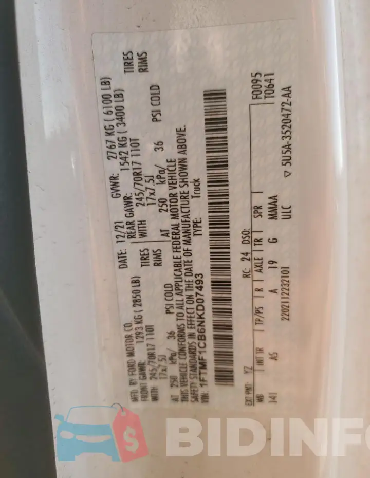 1FTMF1CB6NKD07493 Photo# 13