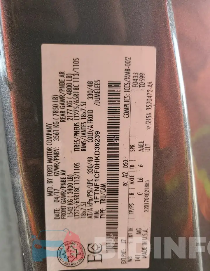 1FTNF1CF0HKD36239 Photo# 12