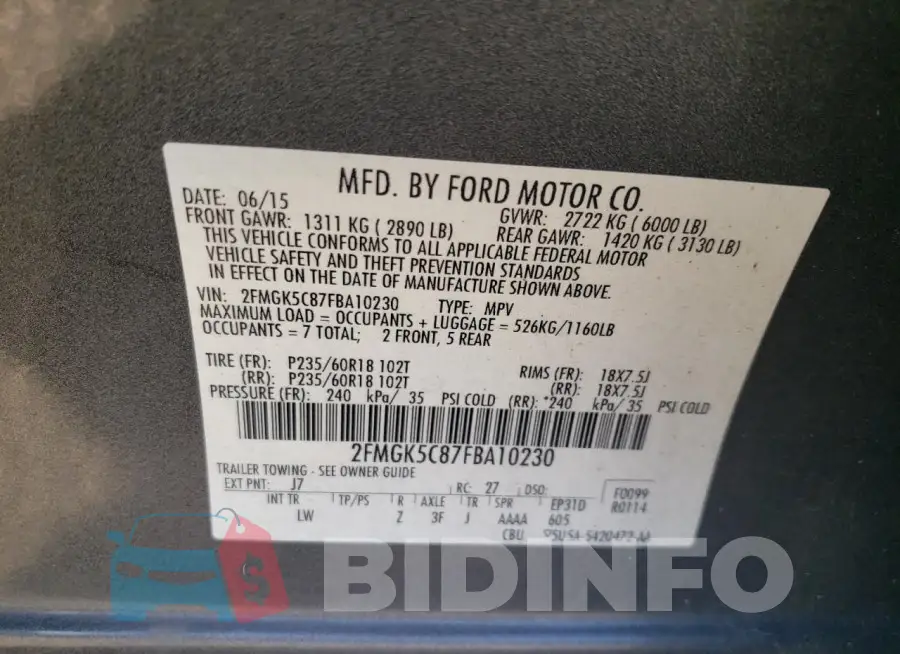2FMGK5C87FBA10230 Photo# 13