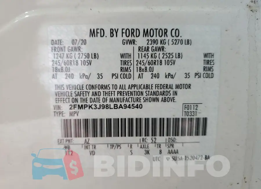 2FMPK3J98LBA94540 Photo# 13