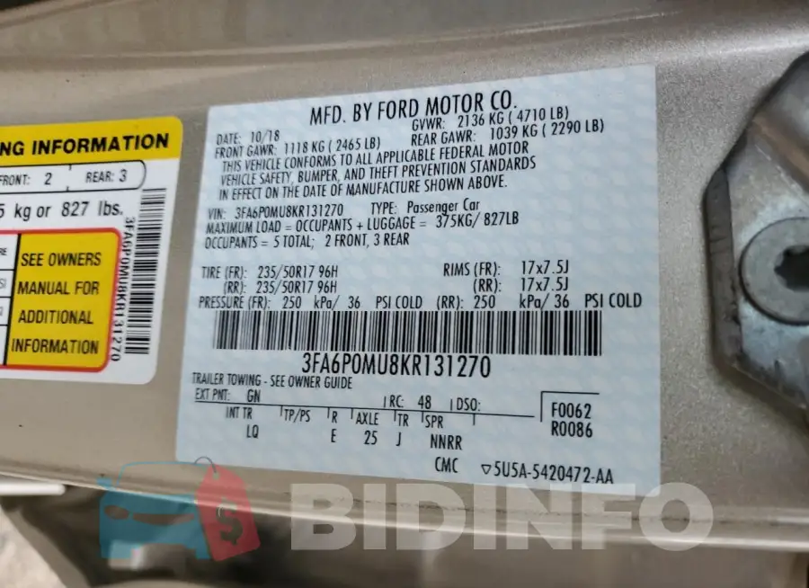 3FA6P0MU8KR131270 Photo# 12