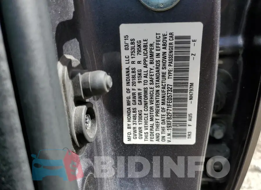 19XFB2F71FE057327 Photo# 13