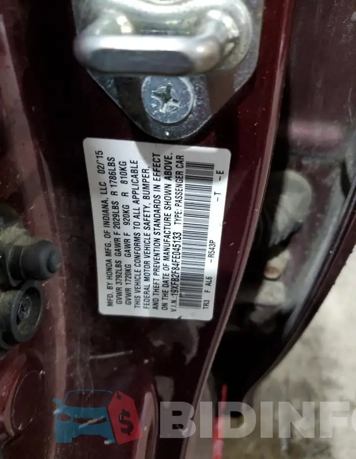 19XFB2F84FE045133 Photo# 12