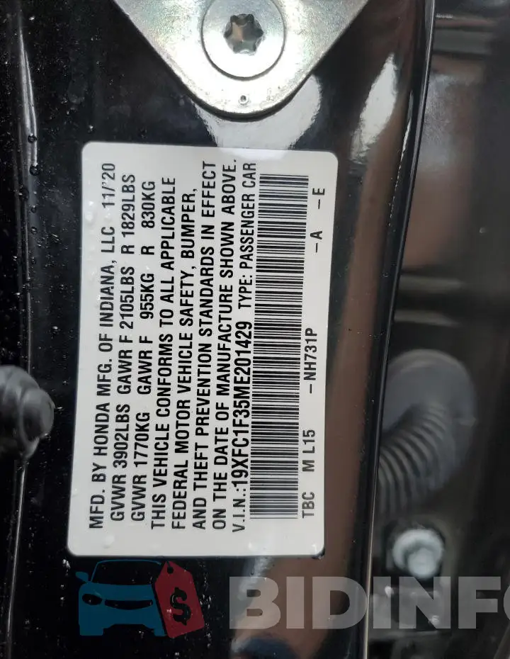 19XFC1F35ME201429 Photo# 12