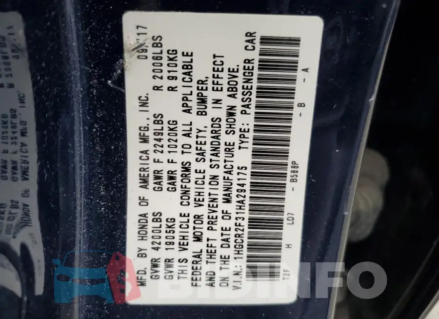 1HGCR2F31HA294175 Photo# 12