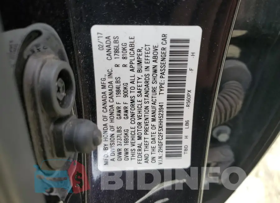 2HGFC2F5XHH523941 Photo# 12