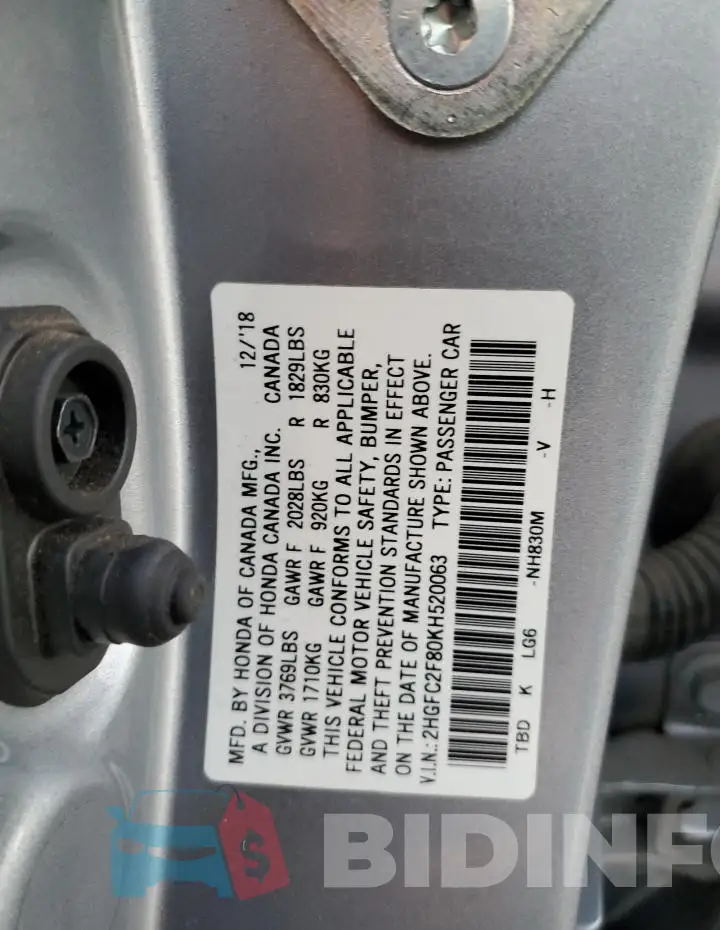 2HGFC2F80KH520063 Photo# 12