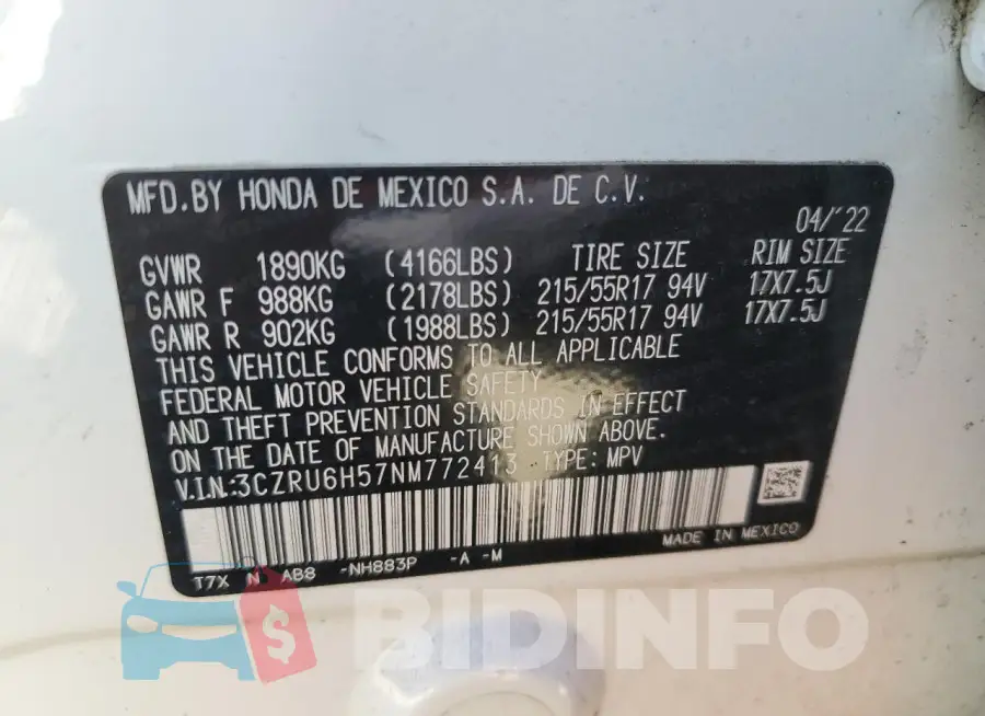 3CZRU6H57NM772413 Photo# 13