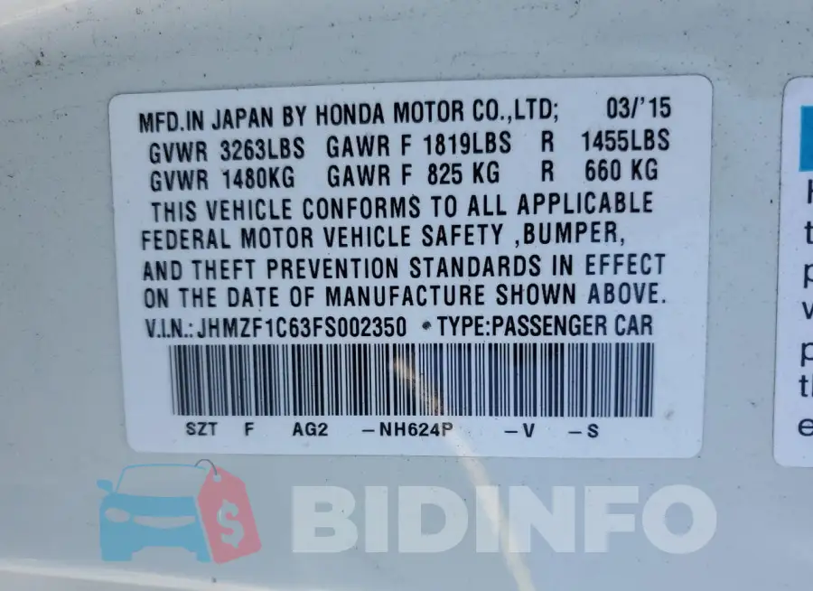 JHMZF1C63FS002350 Photo# 12
