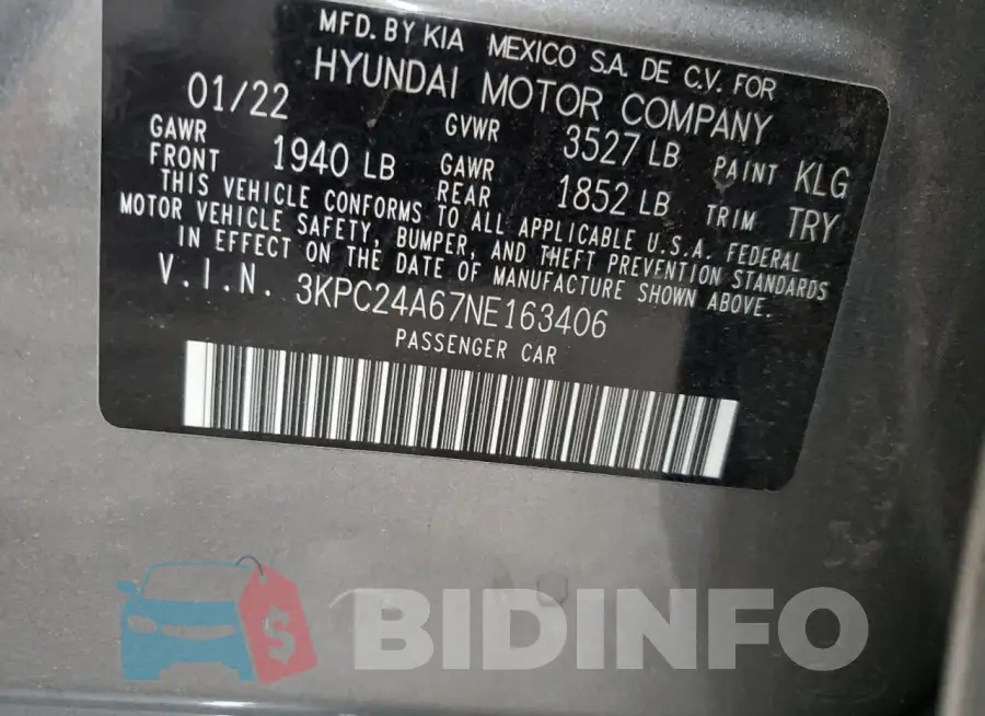 3KPC24A67NE163406 Photo# 13