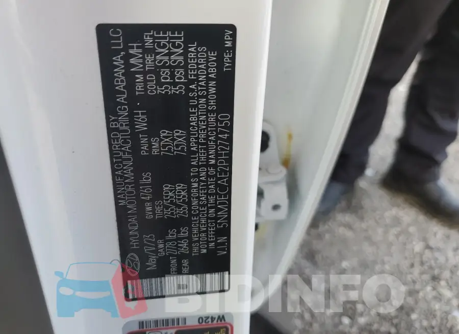 5NMJECAE2PH274750 Photo# 13