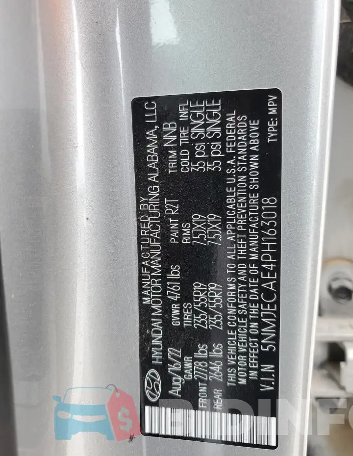 5NMJECAE4PH163018 Photo# 12