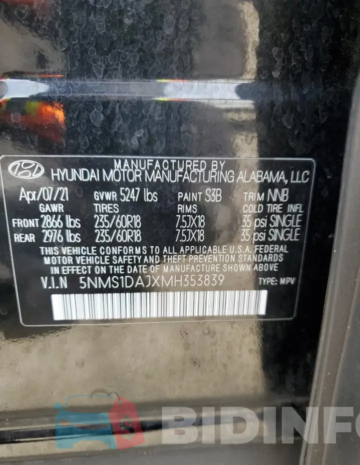 5NMS1DAJXMH353839 Photo# 14