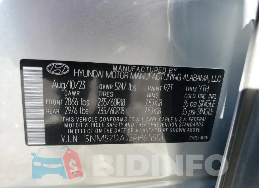 5NMS2DAJ2PH611501 Photo# 14