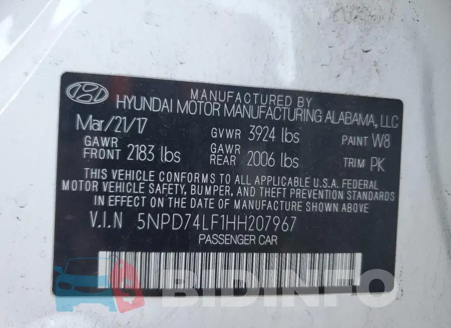 5NPD74LF1HH207967 Photo# 12