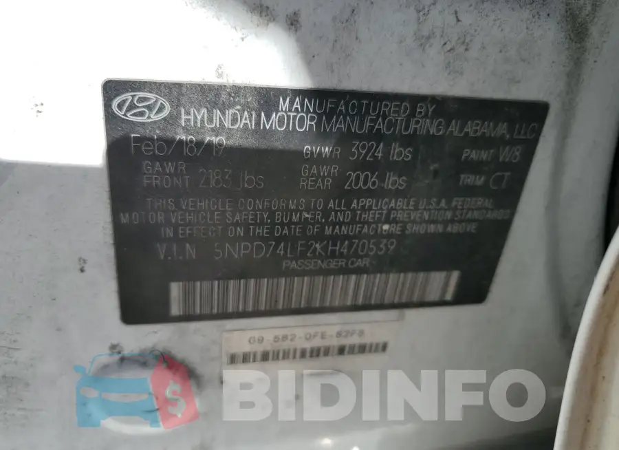 5NPD74LF2KH470539 Photo# 13