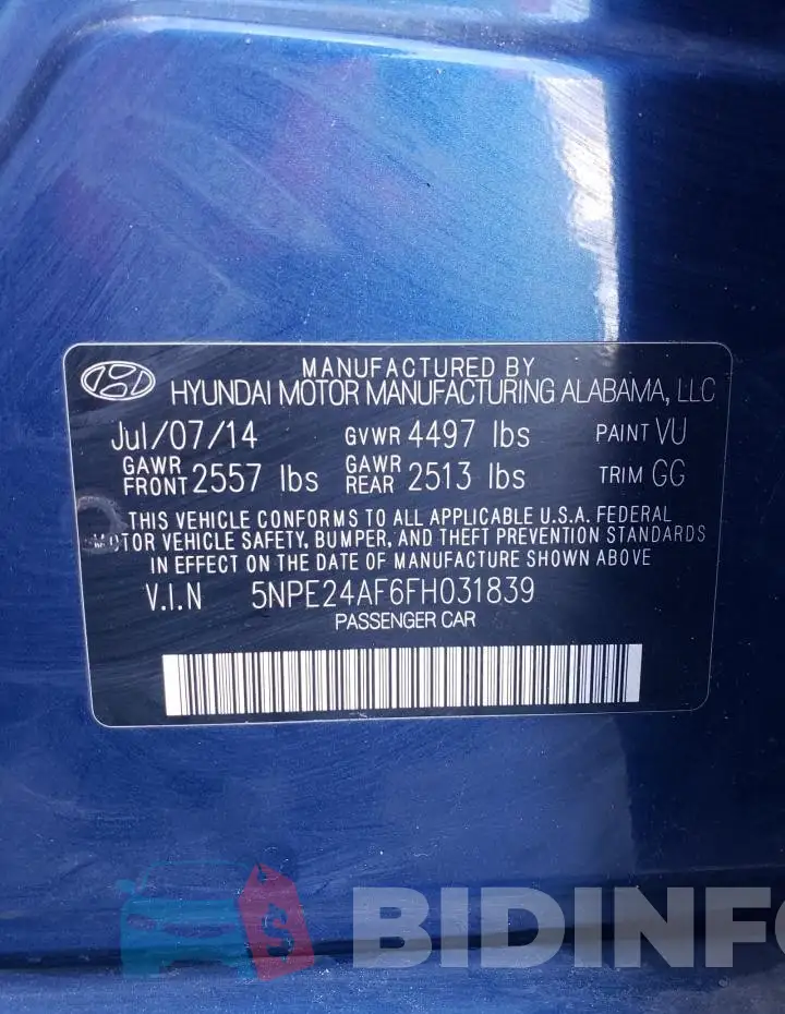5NPE24AF6FH031839 Photo# 12