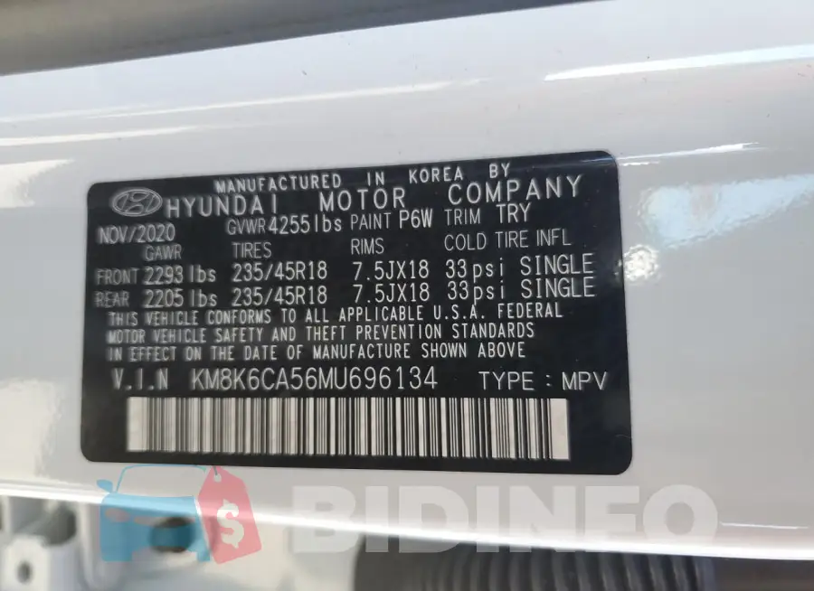 KM8K6CA56MU696134 Photo# 13