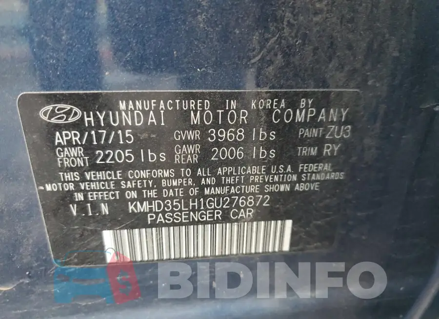 KMHD35LH1GU276872 Photo# 12