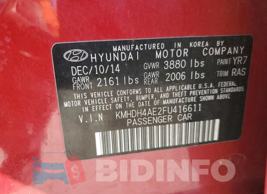 KMHDH4AE2FU416611 Photo# 12