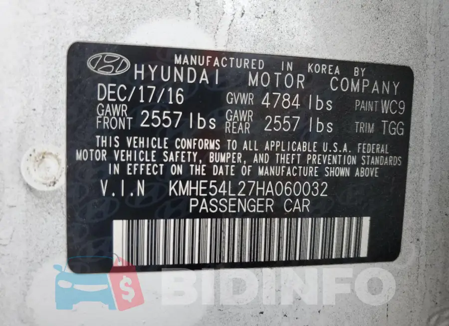 KMHE54L27HA060032 Photo# 13