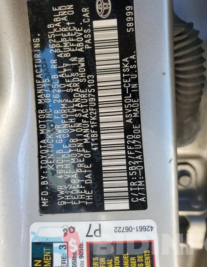 4T1BF1FK2FU975103 Photo# 13