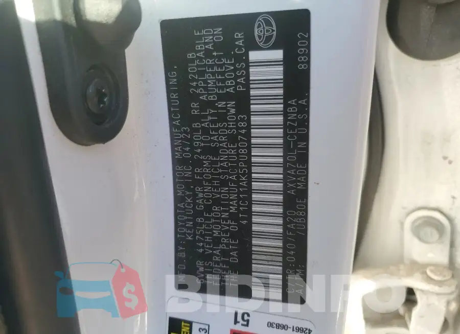 4T1C11AK5PU807483 Photo# 13