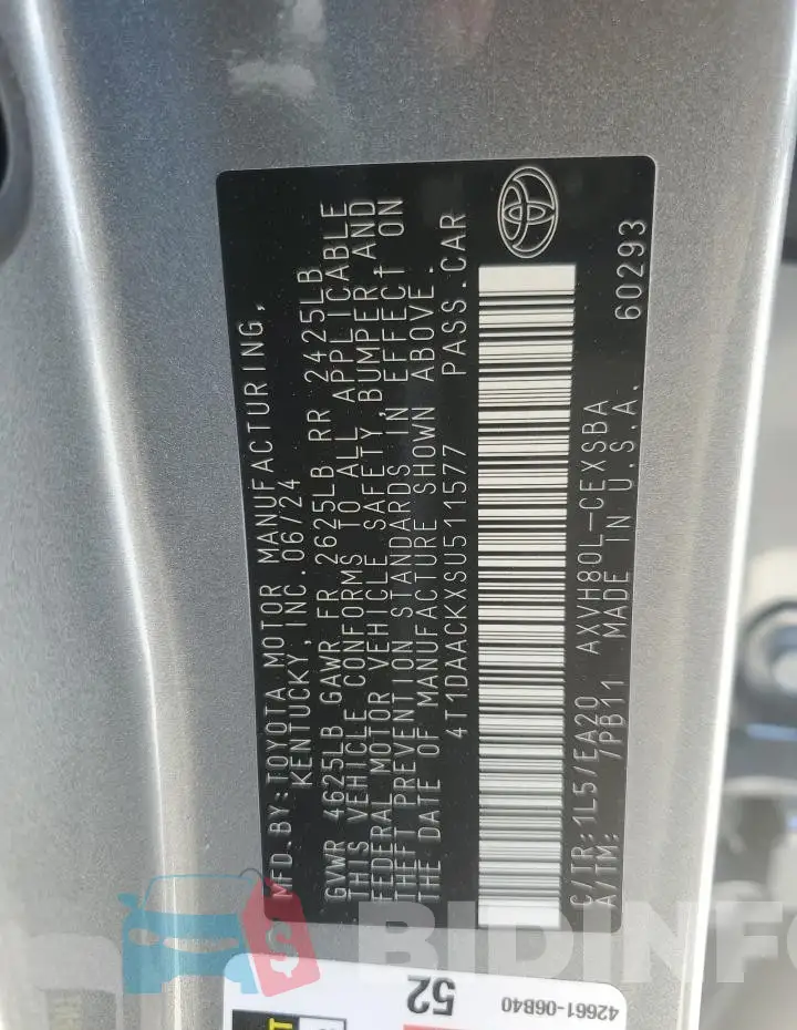 4T1DAACKXSU511577 Photo# 12
