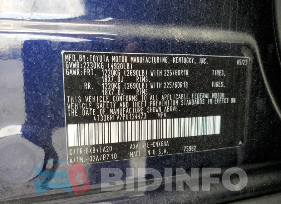 4T3D6RFV7PU124473 Photo# 14