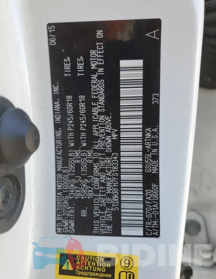 5TDBKRFH7FS183343 Photo# 13