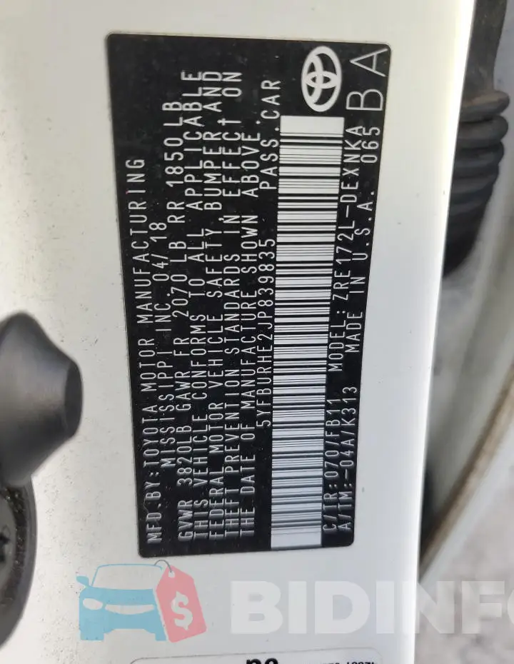 5YFBURHE2JP839835 Photo# 12