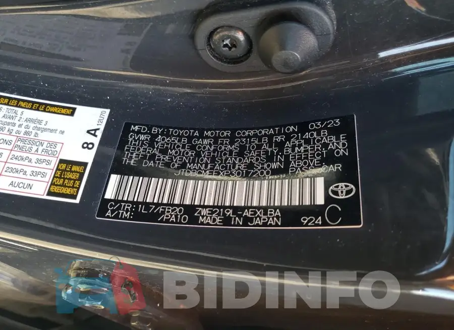 JTDBCMFEXP3017200 Photo# 13