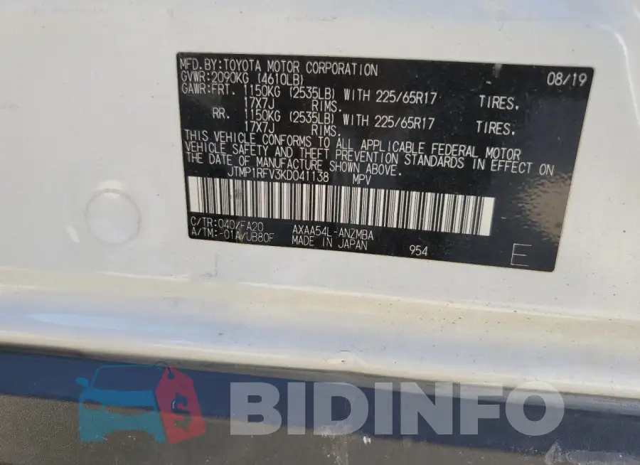 JTMP1RFV3KD041138 Photo# 12