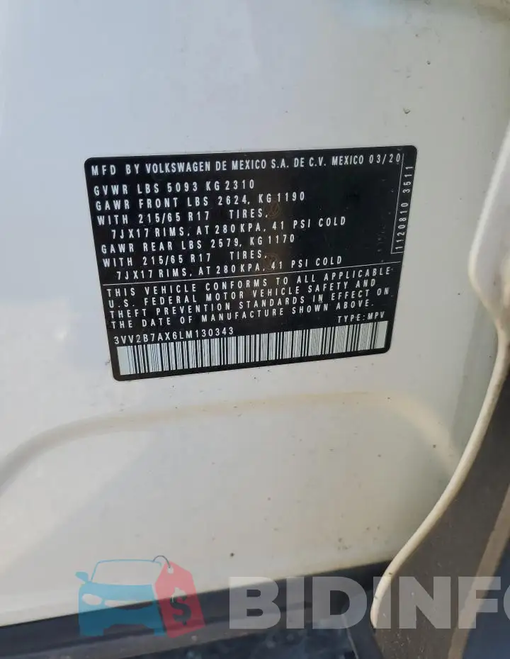3VV2B7AX6LM130343 Photo# 13
