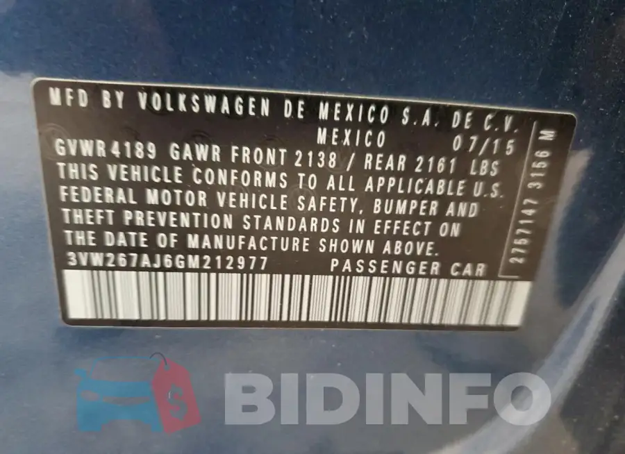 3VW267AJ6GM212977 Photo# 13