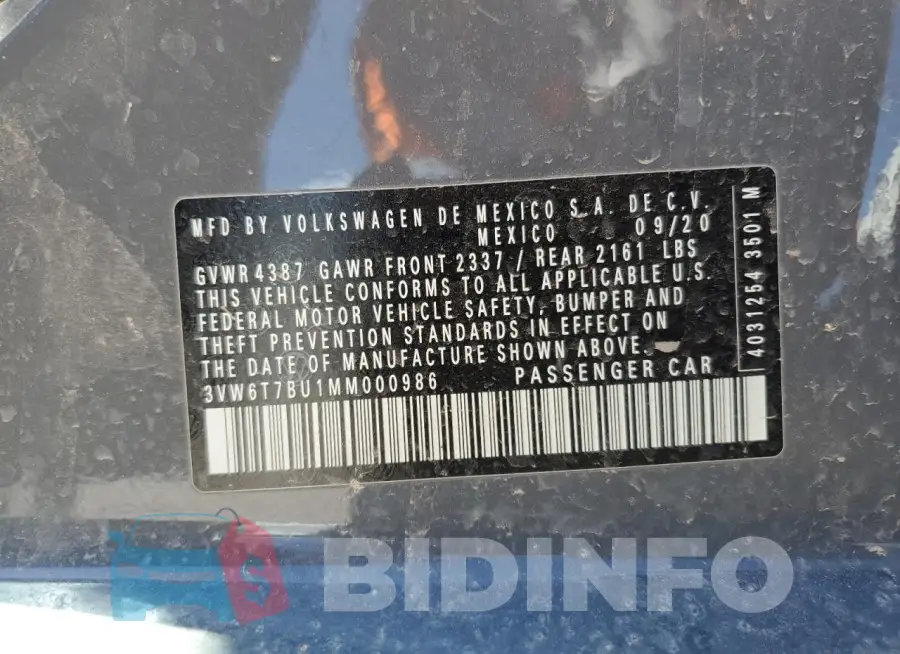 3VW6T7BU1MM000986 Photo# 13