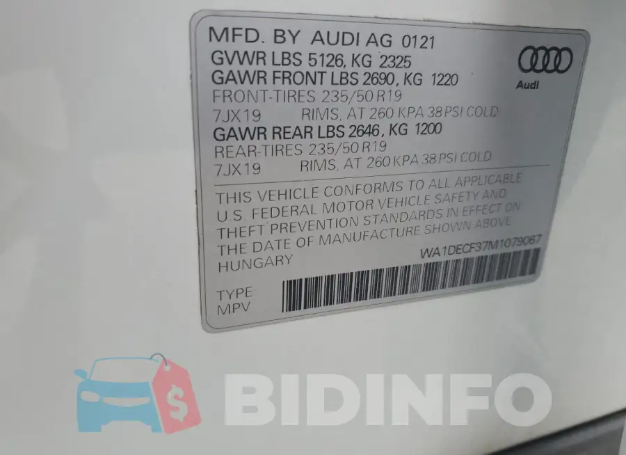 WA1DECF37M1079067 Photo# 13