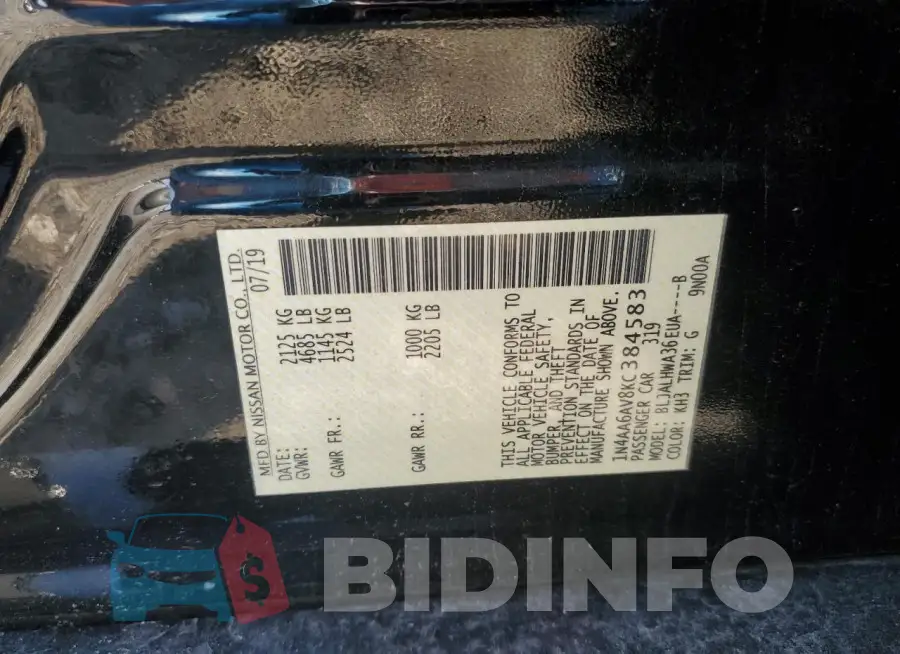 1N4AA6AV8KC384583 Photo# 12