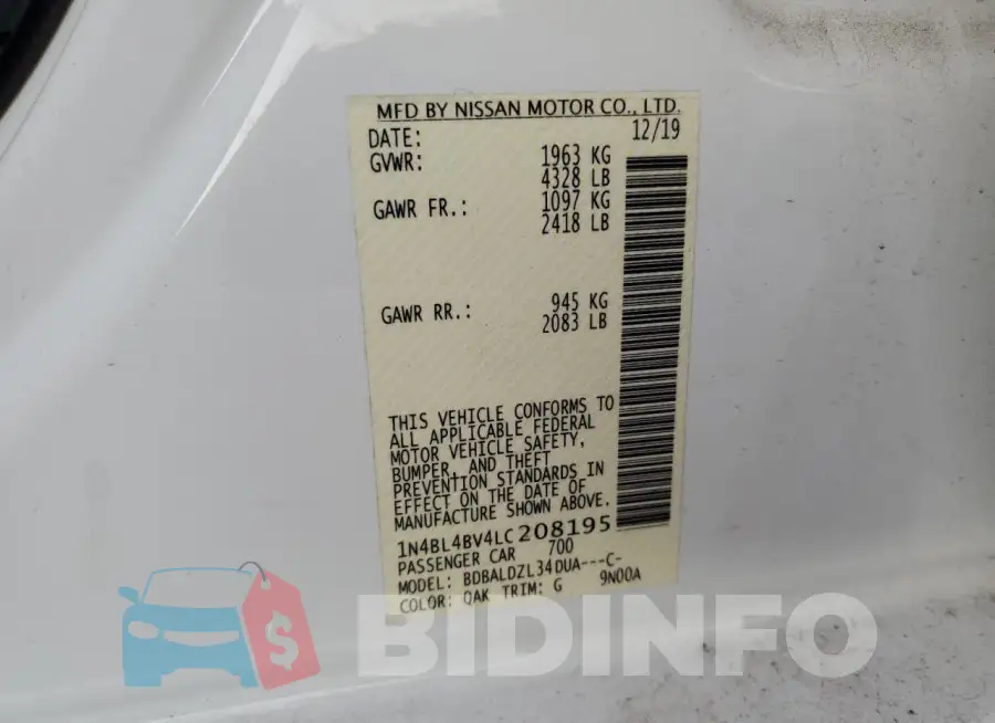 1N4BL4BV4LC208195 Photo# 12