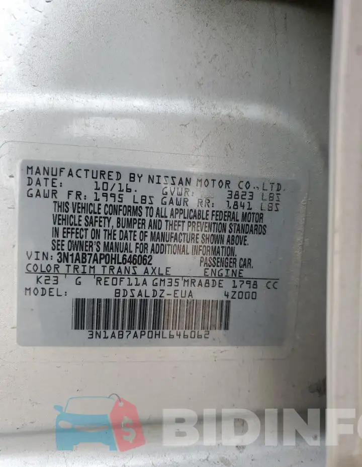 3N1AB7AP0HL646062 Photo# 12