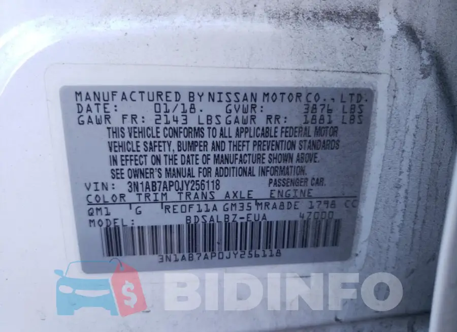 3N1AB7AP0JY256118 Photo# 12
