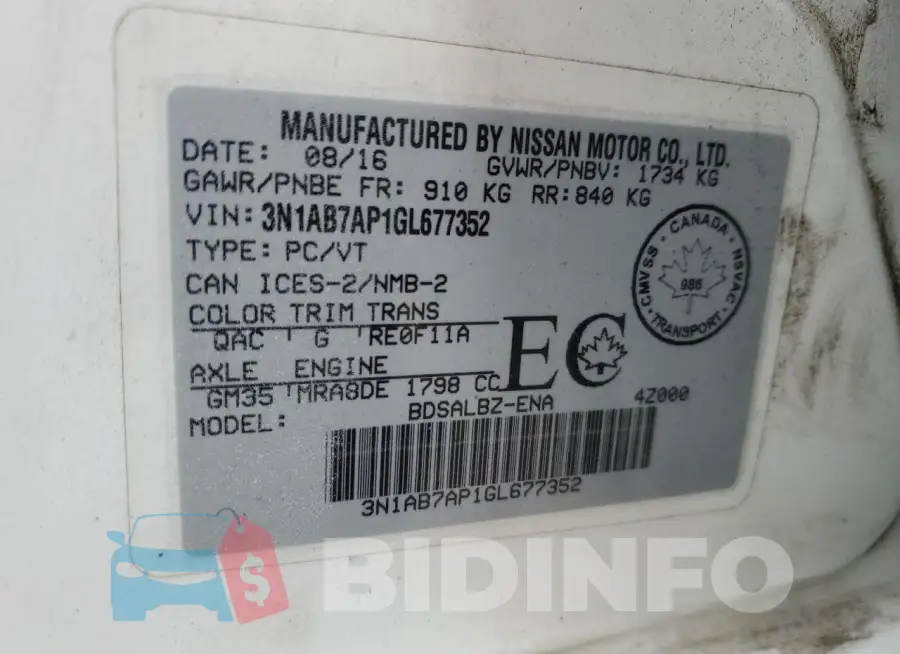 3N1AB7AP1GL677352 Photo# 13