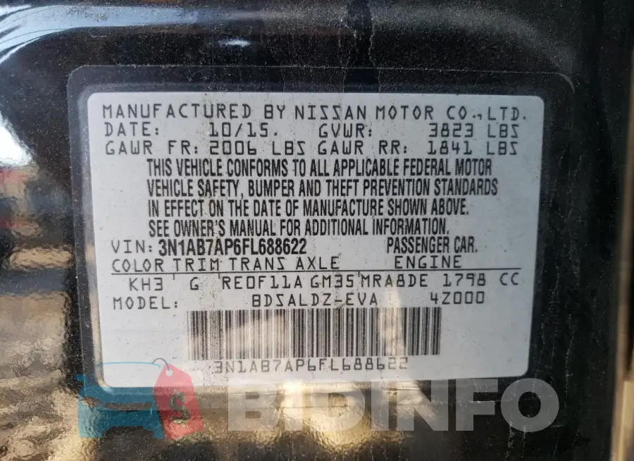 3N1AB7AP6FL688622 Photo# 12