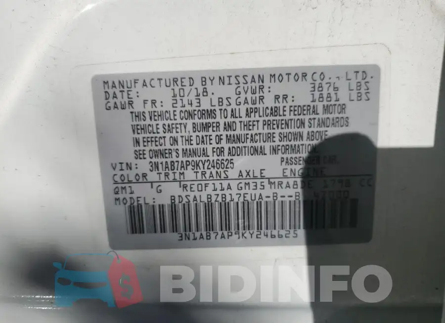 3N1AB7AP9KY246625 Photo# 12