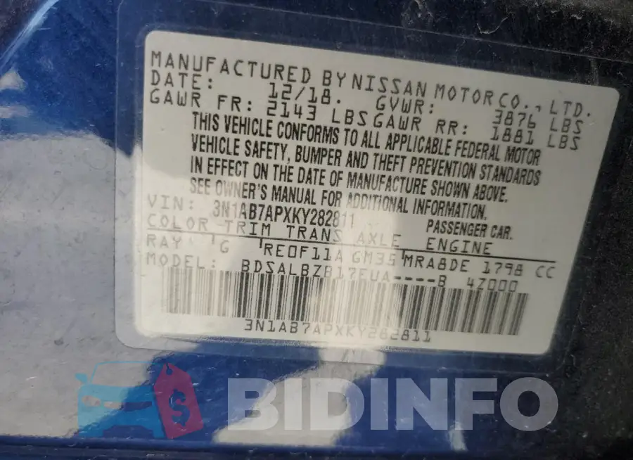 3N1AB7APXKY282811 Photo# 13